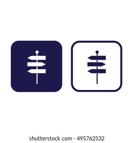 Signpost icon vector illustration. Blue and white