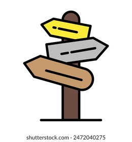 Signpost icon, vector illustration, filled style, best used for web