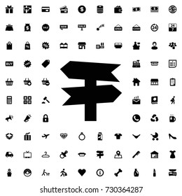 Signpost icon vector isolated on white background. set of filled shopping icons.