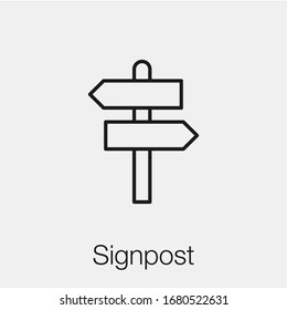 Signpost Icon Vector. Linear Style Sign For Mobile Concept And Web Design. Directional Signpost Symbol Illustration. Pixel Vector Graphics - Vector.