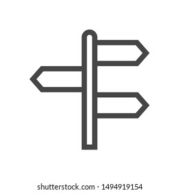 The signpost icon vector, thin lines illustration, pictogram isolated on white background