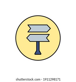 Signpostsymbol mit weißem Hintergrund, editierbarer Strich