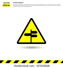 signpost Icon. Yellow Traffic sign icon. Vector Safety Sign Icon