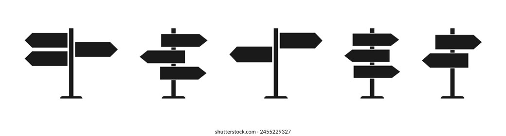 Signpost icons set. Sign board symbol, logo. Vector.