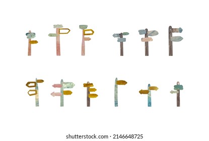 signpost  isolated vector illustration set