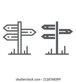 Signpost line and glyph icon, travel and tourism, guidepost sign vector graphics, a linear pattern on a white background, eps 10.