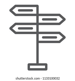 Signpost line icon, decision making and guidepost, arrow sign, vector graphics, a linear pattern on a white background, eps 10.