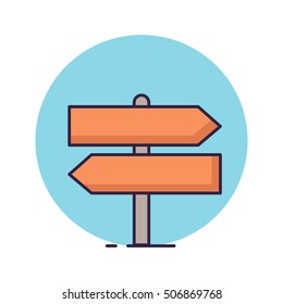 Signpost line icon. Flat color vector illustration.