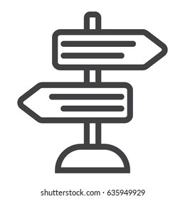 Signpost line icon, navigation and direction, arrows vector graphics, a linear pattern on a white background, eps 10.