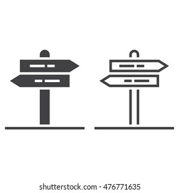 signpost line icon, outline and solid vector sign, linear and full pictogram isolated on white, pointer logo illustration