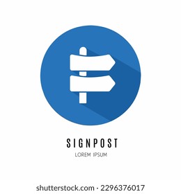 Signpost logo. Illustration of signpost in flat. Stock vector.