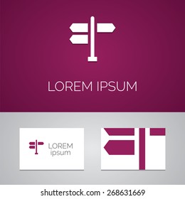 signpost logo template icon design elements with business card  