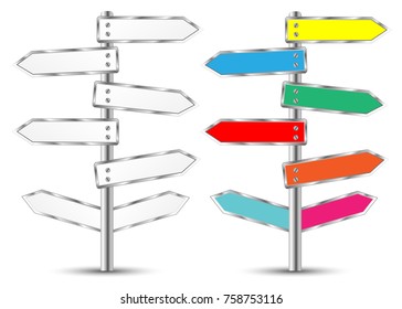 Signpost, metal pointer, blank directional, sign arrow