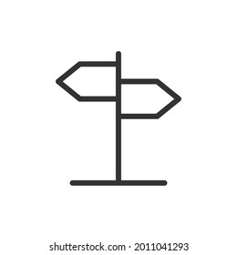 Signpost minimal line icon. Web stroke symbol design. Signpost sign isolated on a white background. Premium line icon.