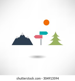 Signpost in the mountains icon