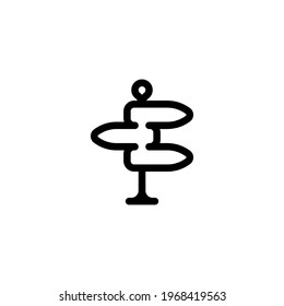 Signpost on the road, choice direction, simple icon. Black linear icon with editable stroke on white background