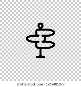 Signpost on the road, choice direction, simple icon. Black editable linear symbol on transparent background