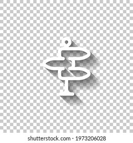 Signpost on the road, choice direction, simple icon. White linear icon with editable stroke and shadow on transparent background