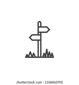 Signpost outline icon. linear style sign for mobile concept and web design. Guidepost sign simple line vector icon. Symbol, logo illustration. Pixel perfect vector graphics