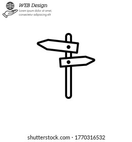signpost, pointer icon thin line, linear, outline. Simple sign, logo. 