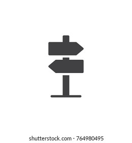 Signpost, pointer icon vector, filled flat sign, solid pictogram isolated on white. Direction road sign symbol, logo illustration