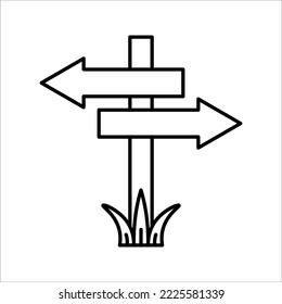 Signpost, pointer line icon, outline vector sign. vector illustration on white background.