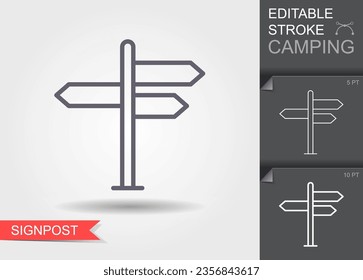Signpost, pointer line icon, outline vector sign, linear style pictogram. Symbol, logo illustration. Editable stroke