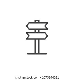 Signpost, pointer panels outline icon. linear style sign for mobile concept and web design. Direction road sign simple line vector icon. Symbol, logo illustration. Pixel perfect vector graphics