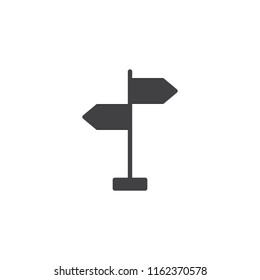 Signpost, pointer vector icon. filled flat sign for mobile concept and web design. Road Direction sign simple solid icon. Symbol, logo illustration. Pixel perfect vector graphics