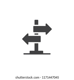 Signpost, pointer vector icon. filled flat sign for mobile concept and web design. Decision making simple solid icon. Symbol, logo illustration. Pixel perfect vector graphics