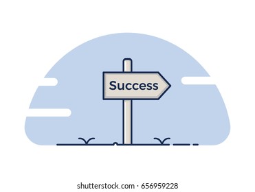Signpost pointing at success concept. Vector illustration design