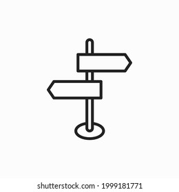 Signpost, Road Sign Icon Vector Design Template. Road sign line icon. Signpost outline linear symbol. Travel pointer. Vector isolated on the white background