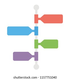 
A signpost shape graph with infographic depicting timeline infographic 
