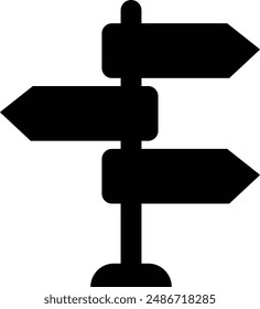 Signpost showing the way for decision making and choosing the right path, Road direction signpost. Premium vector in black pack. isolated on transparent background. Web symbols for web sites.