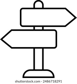 Signpost showing the way for decision making and choosing the right path, Road direction signpost. Premium vector in black pack. isolated on transparent background. Web symbols for web sites.