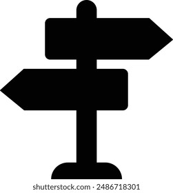 Signpost showing the way for decision making and choosing the right path, Road direction signpost. Premium vector in black pack. isolated on transparent background. Web symbols for web sites.
