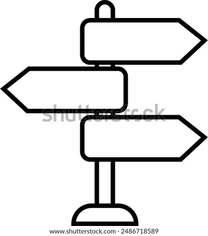 Signpost showing the way for decision making and choosing the right path, Road direction signpost. Premium vector in black pack. isolated on transparent background. Web symbols for web sites.