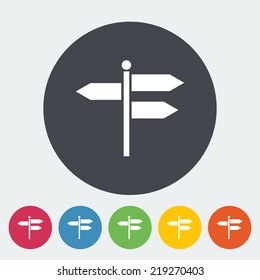 Signpost. Single flat icon on the circle. Vector illustration.