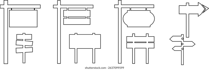 Signpost street Icon set Design in different Styles with Editable Stroke. , Solid, Flat Line, and Duotone. Suitable for Web Page, Direction Indicator. Travel Destination on transparent background