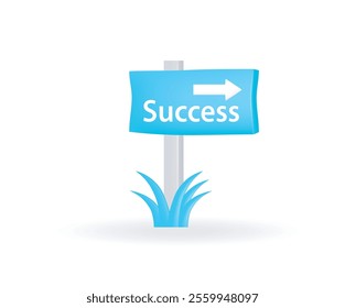 Signpost for success with pointing arrow