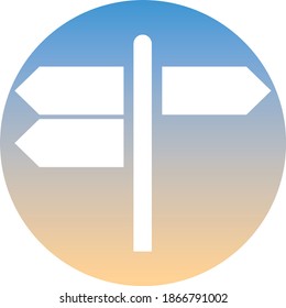 Symbole de poste de signalisation d'un ensemble. Icône Signet blanc, sur le bouton dégradé. Utiliser pour la bannière, la carte, l'affiche, la brochure, la bannière, l'application, le web design. Facile à modifier. Illustration vectorielle - EPS10.