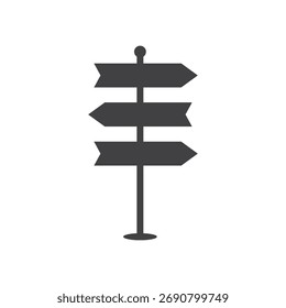 Signpost with three arrows pointing in different directions.