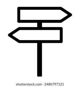 Wegweiser mit zwei in entgegengesetzte Richtungen weisenden Plakaten Symbol Vektorillustration