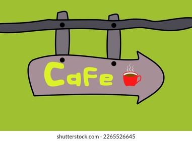 Diseño vector de señal para tienda con ilustración de taza de café.
