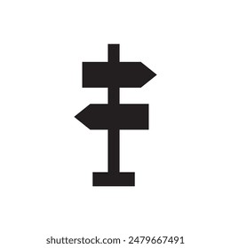 Signpost vector icon. Direction board vector flat black illustration on white background..eps
