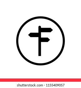 Signpost vector icon, direction symbol. Simple, flat design for web or mobile app
