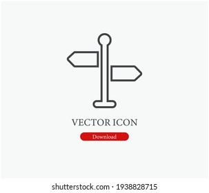 Signpost Vector Icon. Editable Stroke. Symbol In Line Art Style For Design, Presentation, Website Or Apps Elements. Pixel Vector Graphics - Vector