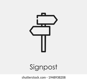 Signpost Vector Icon.  Editable Stroke. Symbol In Line Art Style For Design, Presentation, Website Or Apps Elements. Pixel Vector Graphics - Vector