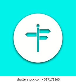 Signpost vector icon with shadow. Round button for website and mobile app illustration. Background easily be changed to any color.