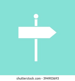 Signpost    vector icon. White  illustration isolated on green  background for graphic and web design.